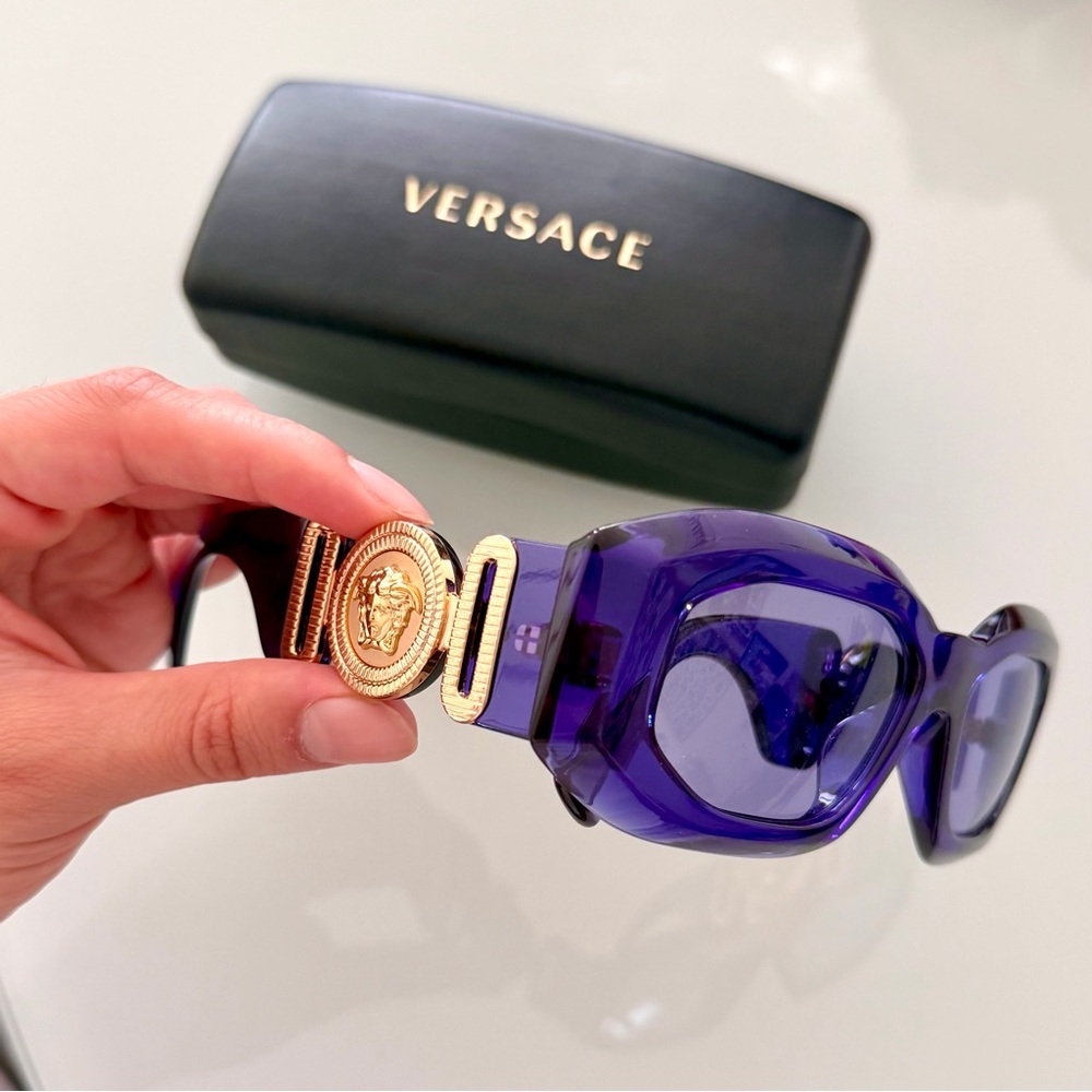Versace Sunglasses in Deep Purple with Gold Medallion